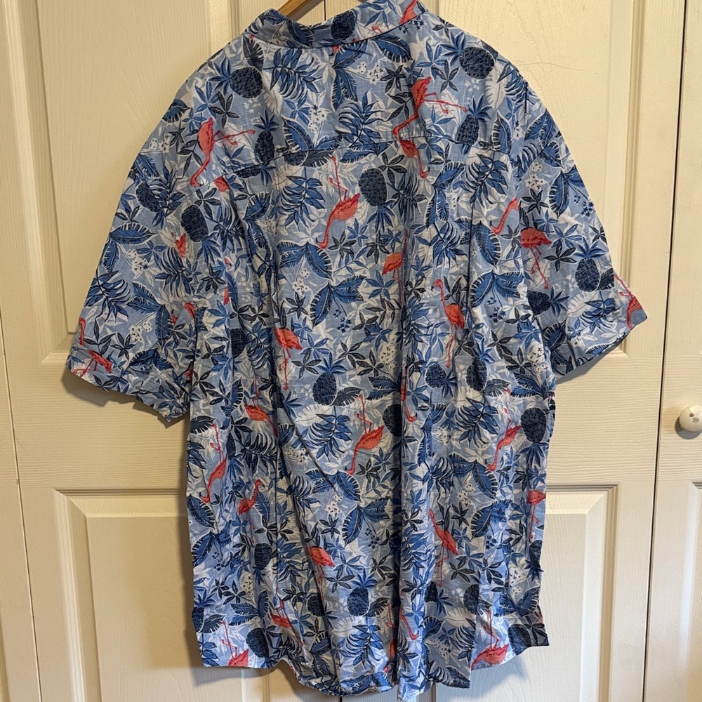 Izod Saltwaterof Blue and Coral Tropical Short-Sleeve Button-Down Shirt, size 3x - Picture 5 of 5